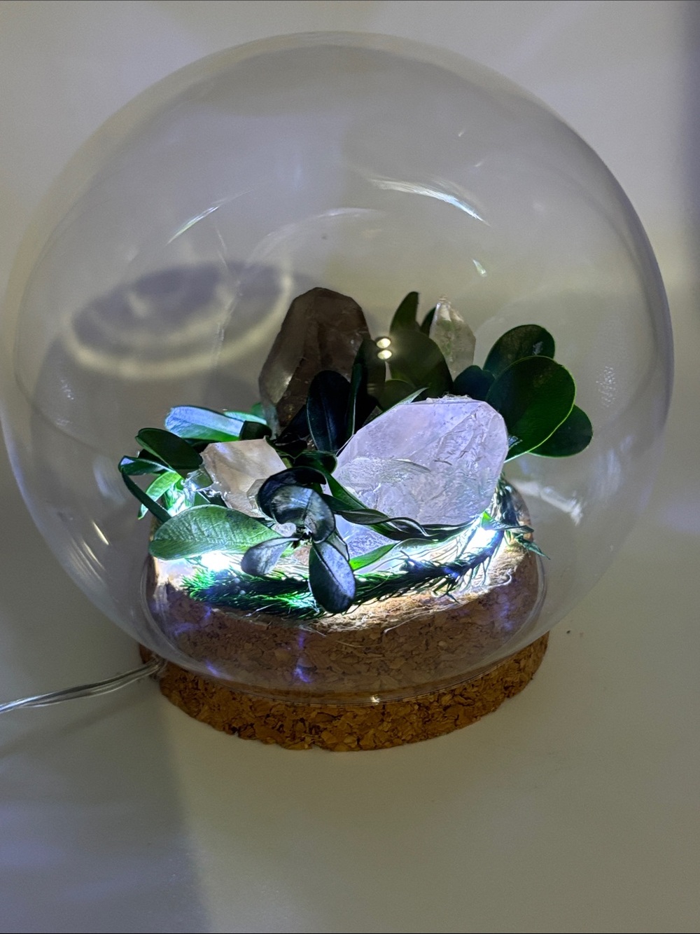 Smoky Quartz Crystal Garden with Fairy Lights